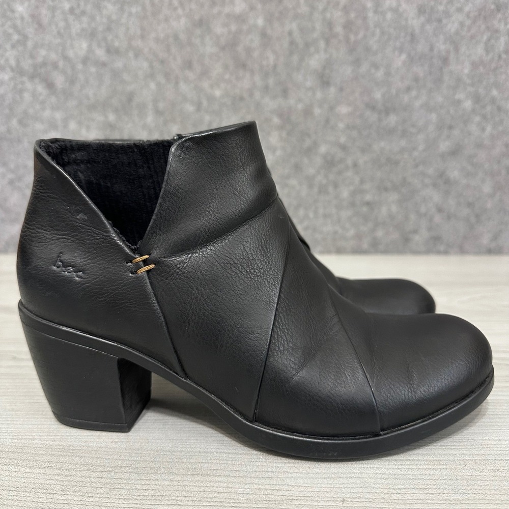 boc Katerina Comfort Bootie Black Faux Leather Side Zip Block Heel Womens 6.5M